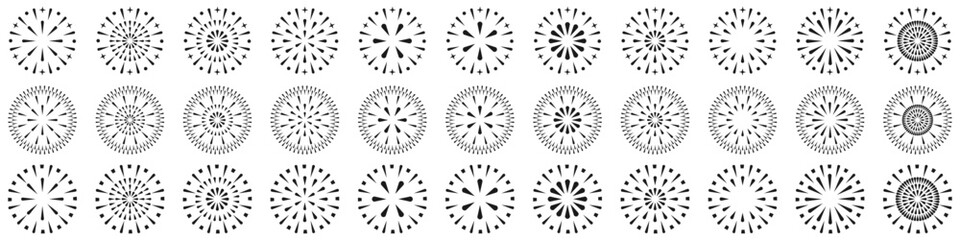 Obraz premium Set of creative fireworks explosion design vectors, ornament fireworks colorful design vector.