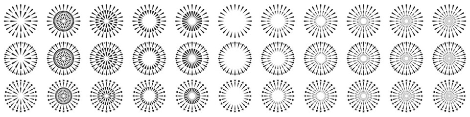 Fototapeta premium Set of creative fireworks explosion design vectors, ornament fireworks colorful design vector.