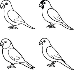 Fototapeta premium Bird Outline Illustration Set Line Art Collection of Various Birds