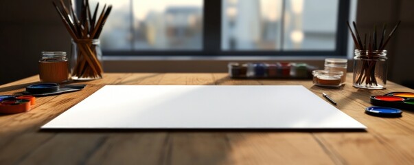 Blank Artist's Table with Supplies