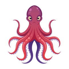 Single fresh beautiful octopus vector with white background.