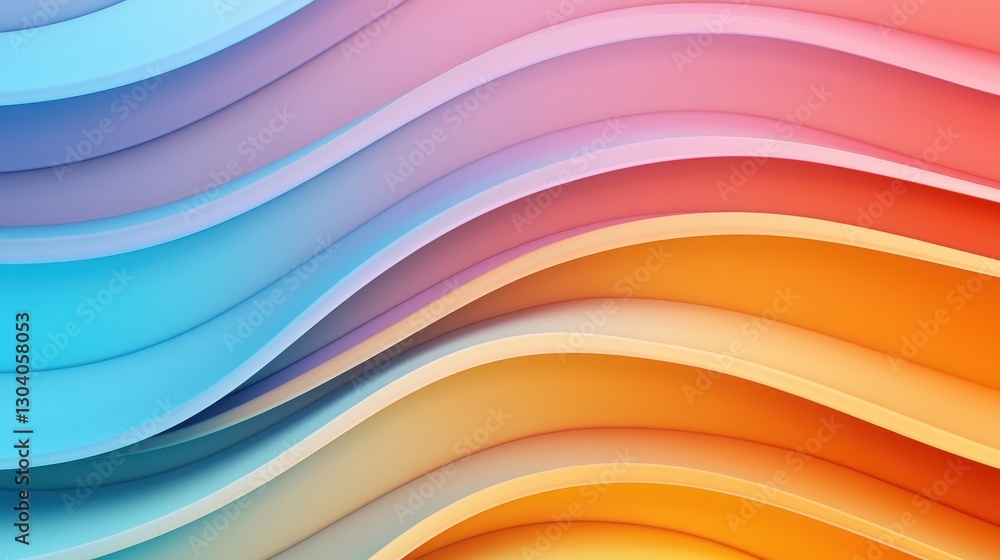 Poster a vibrant abstract design featuring flowing waves of blue, pink, and orange colors creating a dynami