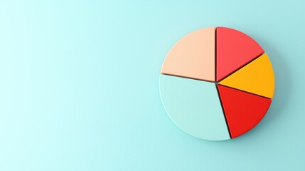 Obraz premium A colorful pie chart on a light blue background, representing data segmentation or statistical analysis.