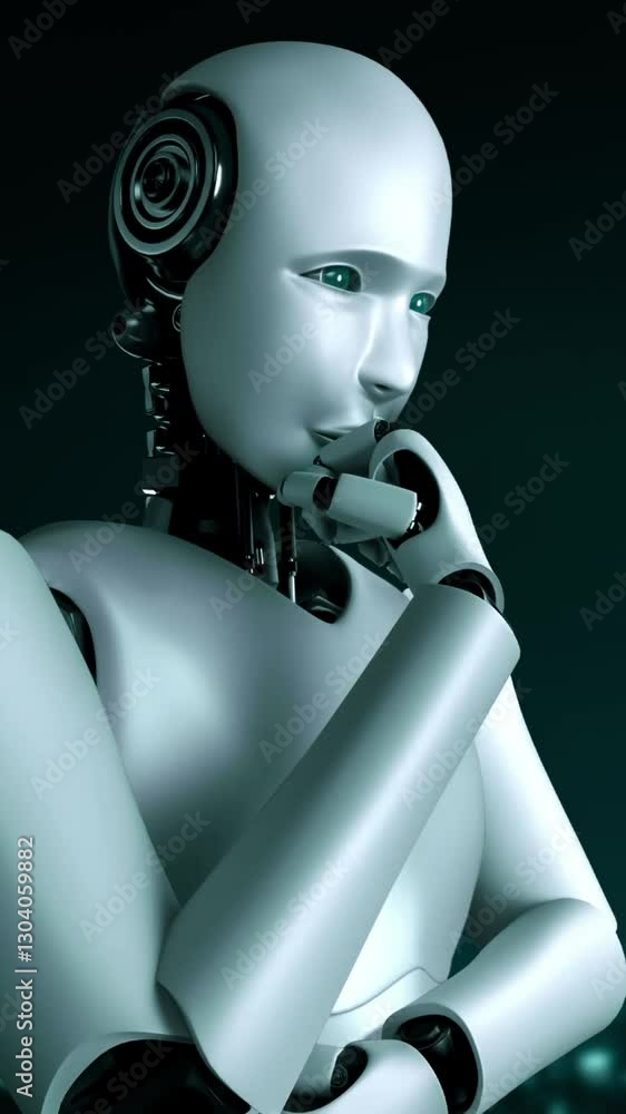 Poster futuristic robot artificial intelligence huminoid ai for industrial factory technology development a