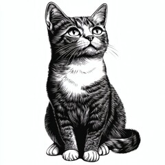 Fototapeta premium Hand drawn vintage engraving style cat