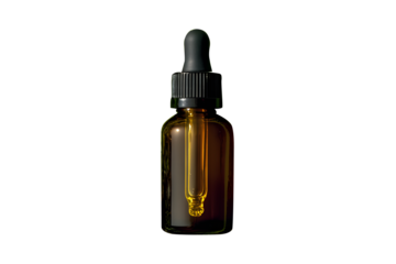 Oil dropper bottle dark brown or eye drops mockup for packaging and branding purpose can use it for making dropper bottle mockups. Isolated on cut out PNG or transparent background. Medical Science.