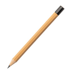 A wooden pencil with a sharpened point and a black eraser end, Transparent background.