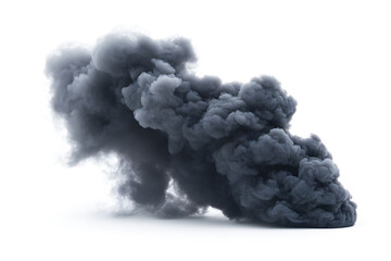 Abstract heavy dark black rising smoke fog effect texture on white background. Dust, air pollution. Decoration and covering. Vapor in air, steam flow, fire. Halloween decoration design elements.