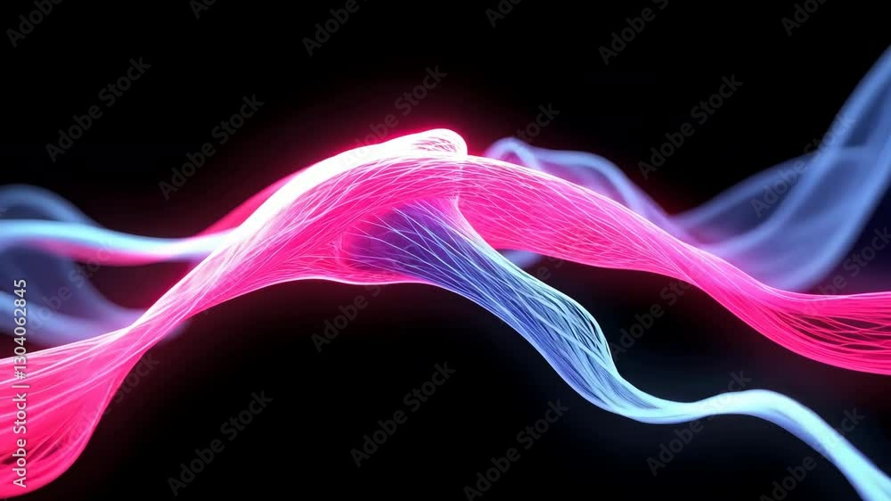 Poster abstract vdo of vibrant pink and blue light waves dynamic, energetic motion and fluidity digital art