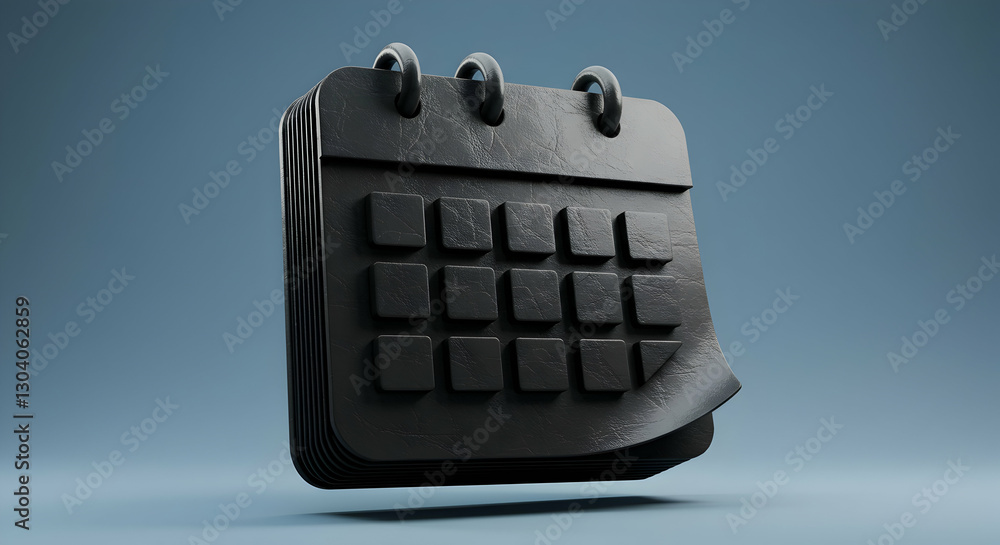 Poster black calendar icon for scheduling and event management concepts