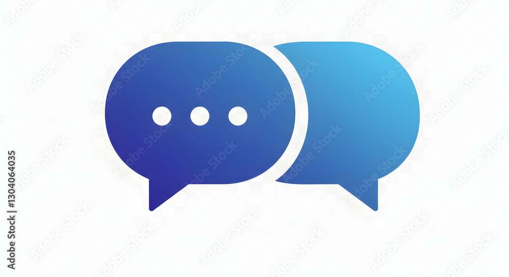 Poster two speech bubbles overlapping representing communication and dialogue concept