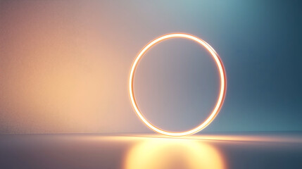 Glowing Neon Circle Abstract Background Minimalist Design Studio