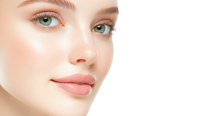 Striking lip contrast, pink and white hues in a closeup beauty portrait 