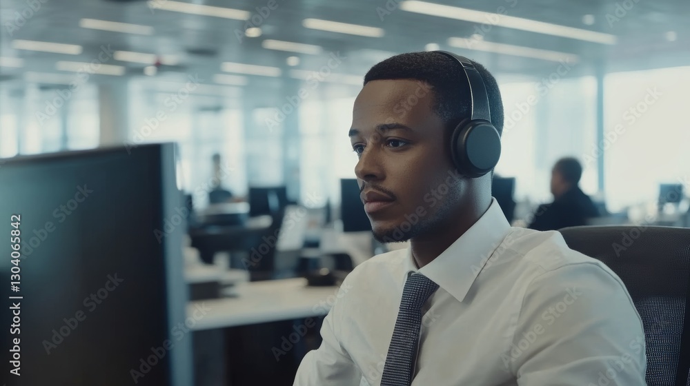 Poster worker use online customer service with chat bot as conversation assistant in office. - ai
