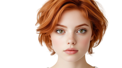 Striking closeup of a doll with vibrant red hair, detailed portrait of playful charm