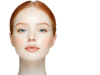 Striking portrait of a woman with vibrant red hair and captivating blue eyes, study in color beauty