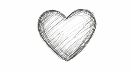 Hand Drawn Heart Sketch in Pencil on White Background Design