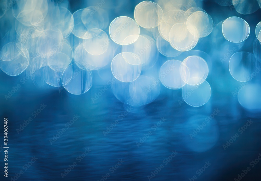 Poster abstract blue background with soft bokeh lights creating a dreamy and ethereal atmosphere for creati