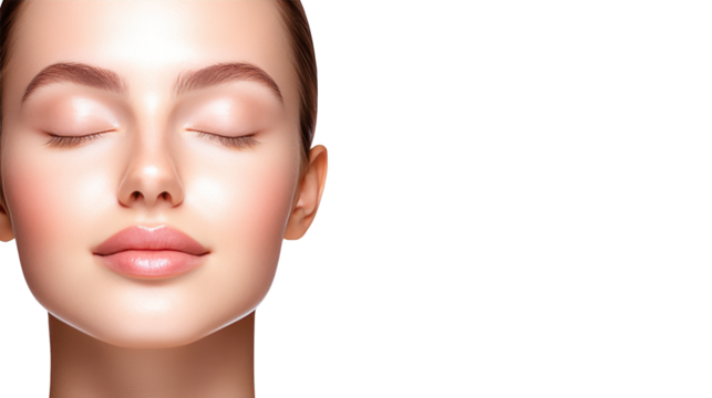 Serene woman with closed eyes, a portrait of tranquility, inner peace and mindfulness meditation