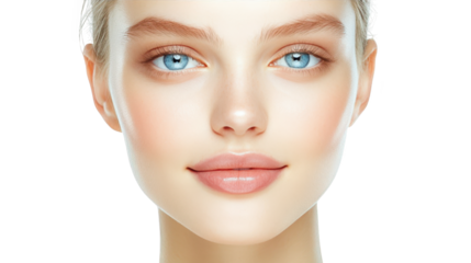 Captivating portrait, woman with piercing blue eyes and flawless white skin