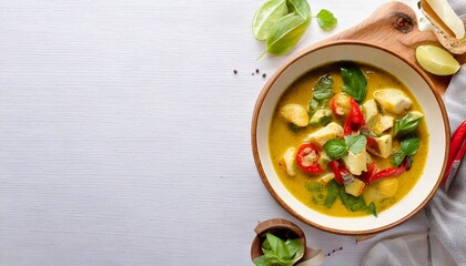 上から見たタイ料理のグリーンカレーの写真