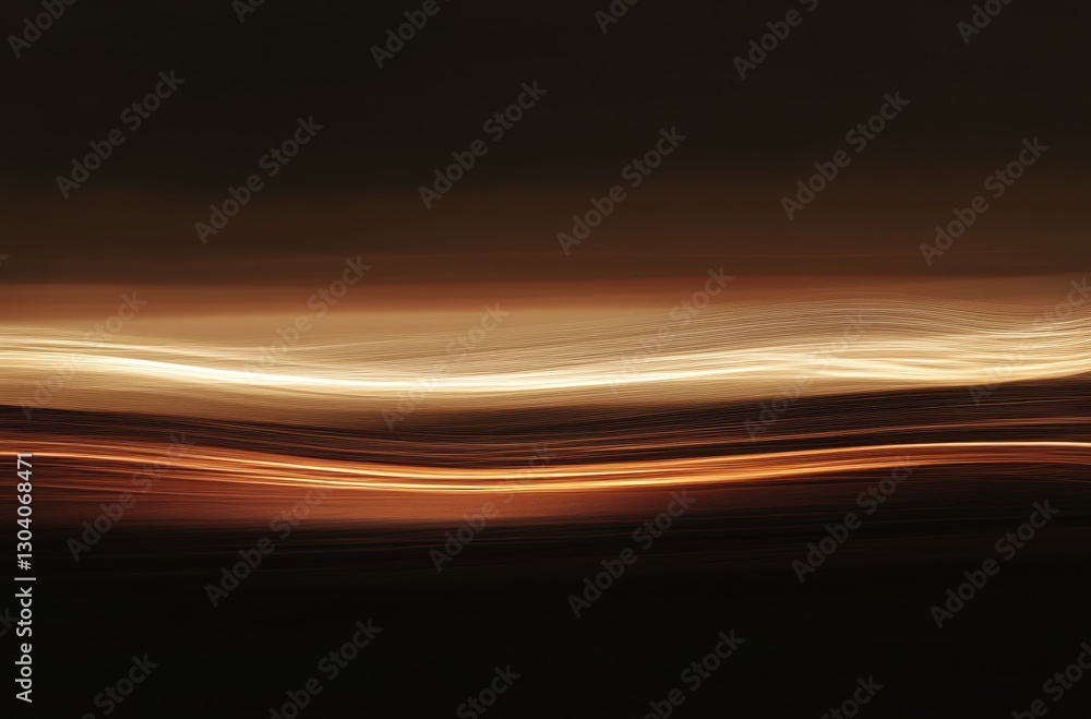 Poster abstract light waves at dusk creating a serene atmosphere with warm hues of orange and brown over a 