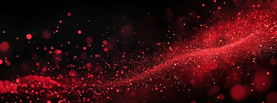 Abstract Red Dust Particles on a Dark Background Creating a Dreamy Atmosphere with a Touch of Modern Elegance and Mysterious Energy