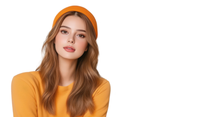 Autumn fashion, woman in yellow sweater and stylish headband. explore fall trends.