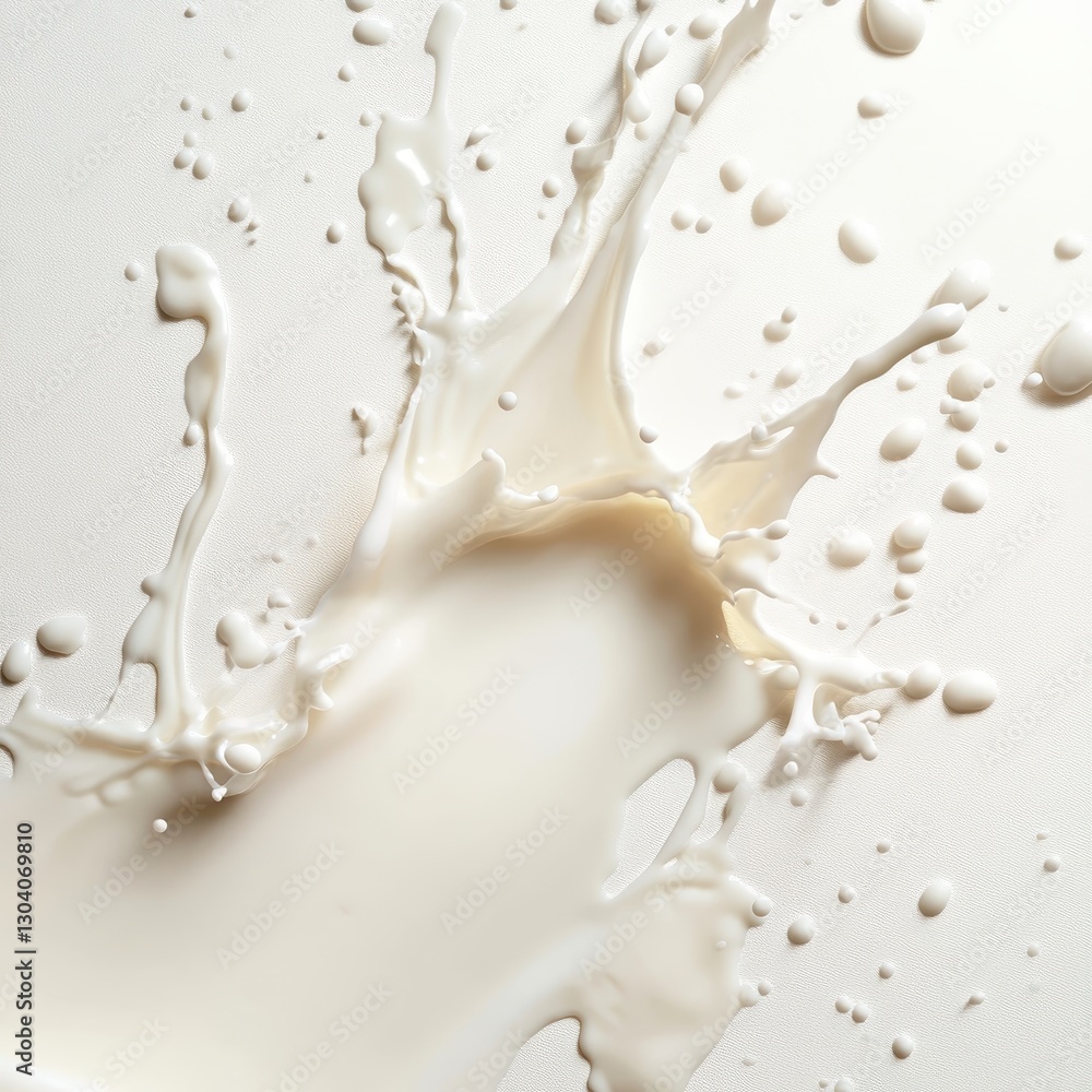 Poster abstract splash of milk on white background creating dynamic fluid shapes and textures for creative 