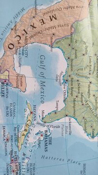 old map of south America, showing gulf of mexico