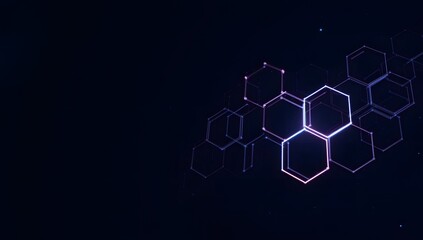 Modern Hexagonal Abstract Background with Glowing Edges