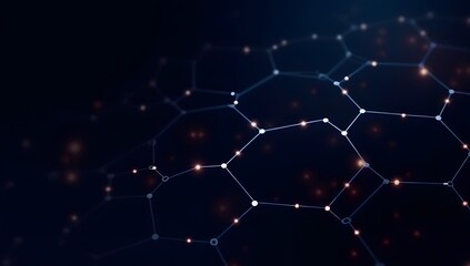 Futuristic Hexagonal Grid with Glowing Nodes