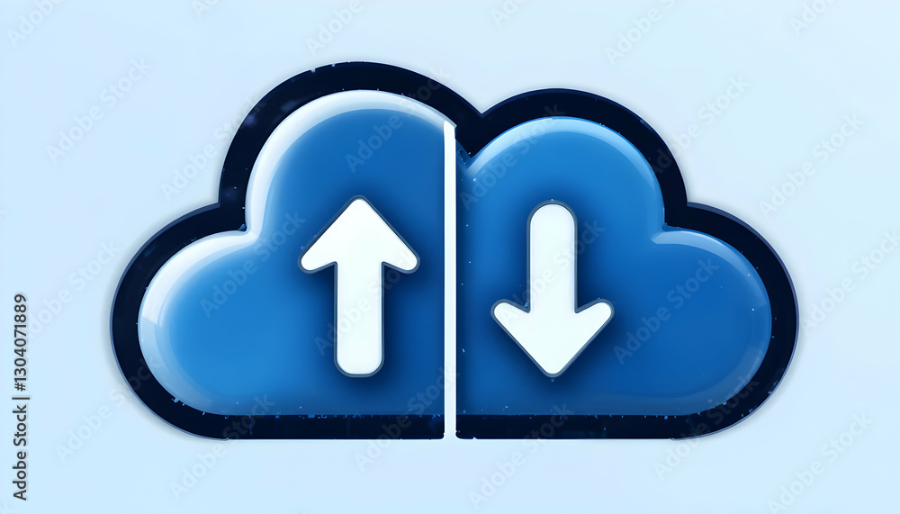 Poster cloud data transfer concept with arrows pointing up and down