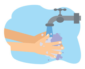 washing hands with soap in running water. Hands washing to prevention diffusion of virus and bacteria. Hand cleaning use water and soap. washing hands at the sink. Washing hands