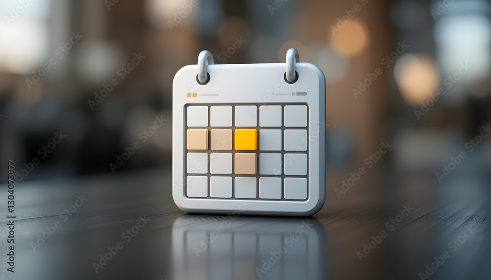 Poster calendar icon showing marked dates on desk for scheduling purpose