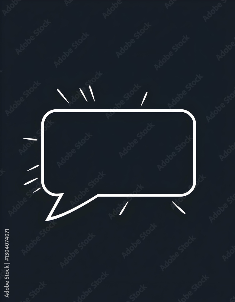 Poster speech bubble with rays on dark background for communication