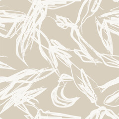 Fototapeta premium Neutral Colour Abstract Brush Strokes Seamless Pattern Design