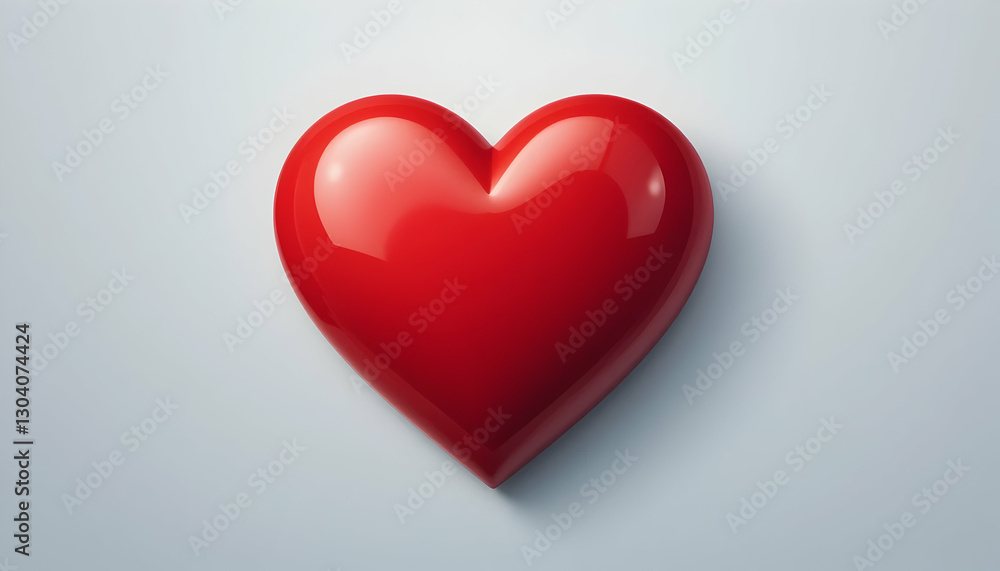 Poster red heart shape object on light gray background symbolic representation