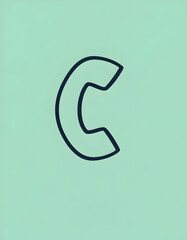 Naklejka premium Drawn Telephone Receiver on Light Green Background for Contact Communication