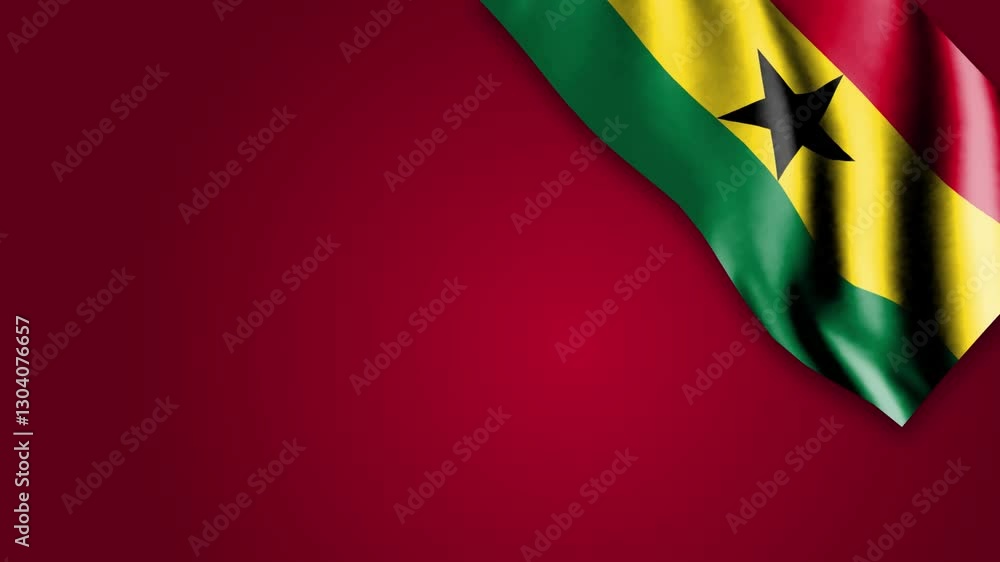 Poster vibrant representation of the ghanaian flag with rich colors on a subtle red backdrop