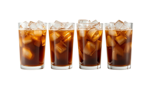 realistic iced coffee in glass PNG