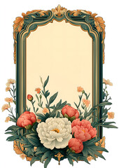 Art Nouveau Wedding invitation, retro cover, wedding vintage invitation. Generative AI	