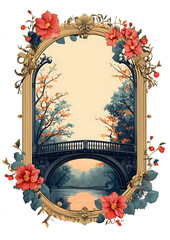 Art Nouveau Wedding invitation, retro cover, wedding vintage invitation. Generative AI	