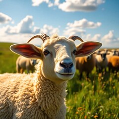 Fototapeta premium The coexistence of grazing cattle and rolling pastures Embodies the serene symbiosis between contented cows, verdant landscapes, and the vital role they hold in sustaining rural traditions