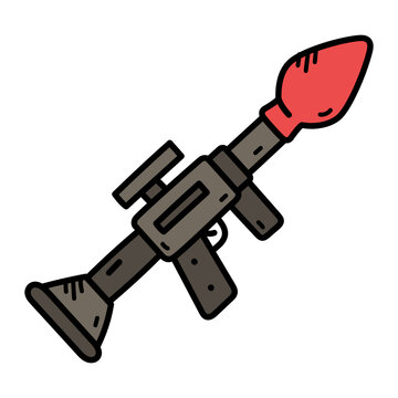 cartoon rocket launcher with red rocket clip art preview