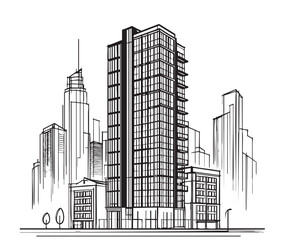 Obraz premium High rise building sketch. Architecture