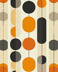 Fototapeta premium Abstract geometric pattern with 1970s wallpaper design sensibility, constructivist-inspired grid system, muted earth tones, precise minimal shapes