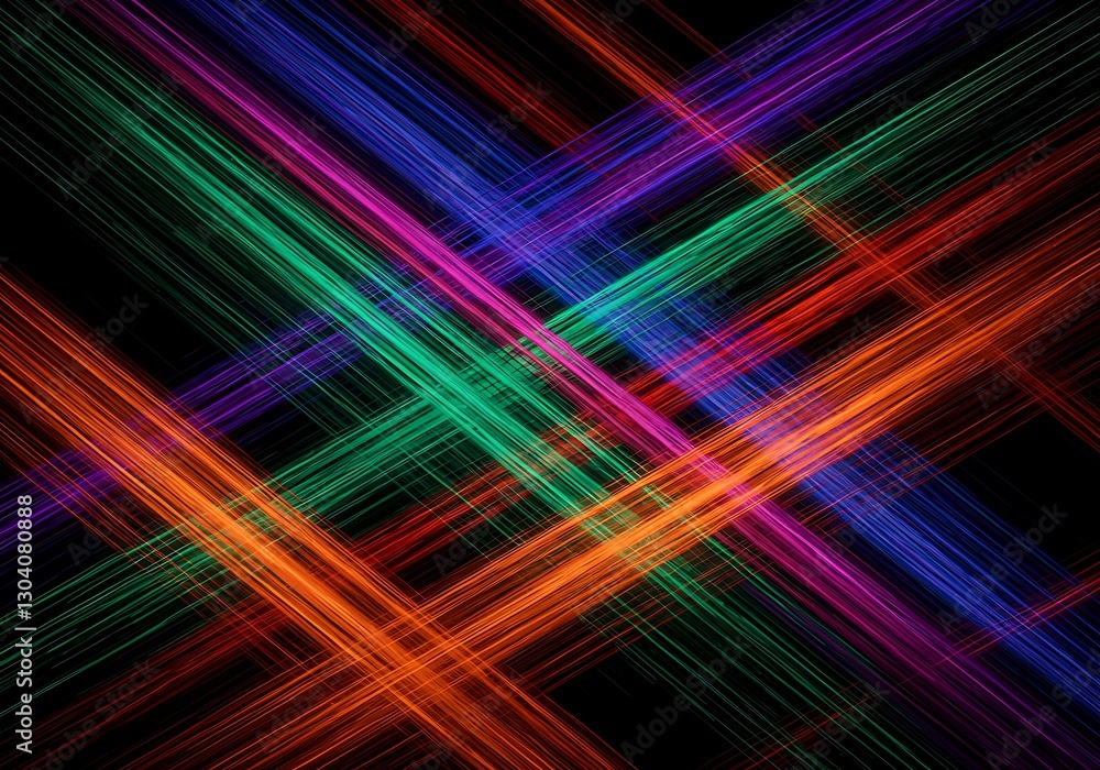 Poster abstract colorful lines crossing with glowing effects on a dark background