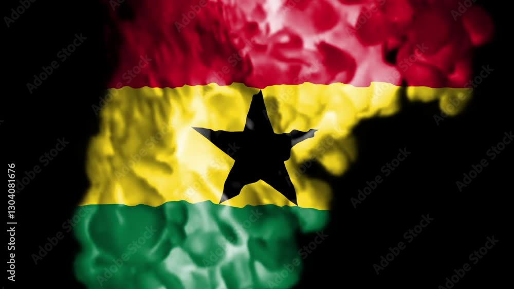 Poster vibrant representation of the ghanaian flag with rich colors and dynamic patterns