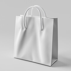 mockup shopping bag color whitre on silver background